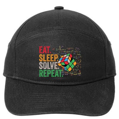 Eat Sleep Solve Repeat Math Speed Cubing Genie Cube Gift 7-Panel Snapback Hat