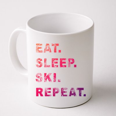 Eat Sleep Ski Repeat Humor Distressed Casual Funny Gift Coffee Mug