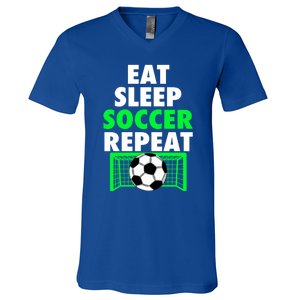 Eat Sleep Soccer Repeat Cool Soccer Lover Sport Player Tee Gift V-Neck T-Shirt