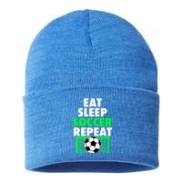 Eat Sleep Soccer Repeat Cool Soccer Lover Sport Player Tee Gift Sustainable Knit Beanie