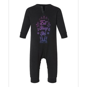 Eat Sleep Ski Skier Gift Infant Fleece One Piece