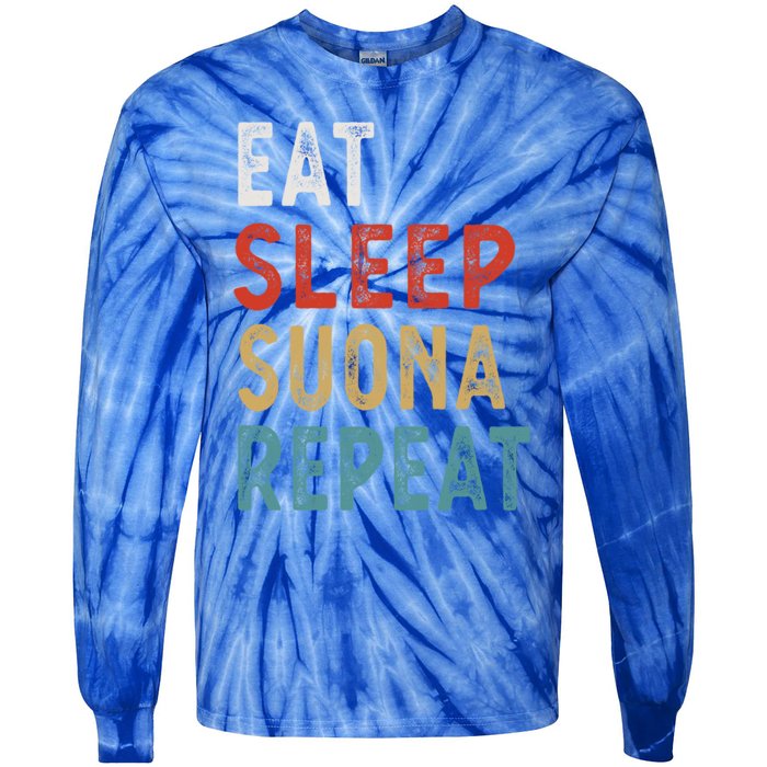 Eat Sleep Suona Repeat Funny Player Gift Idea Vintage Retro Gift Tie-Dye Long Sleeve Shirt