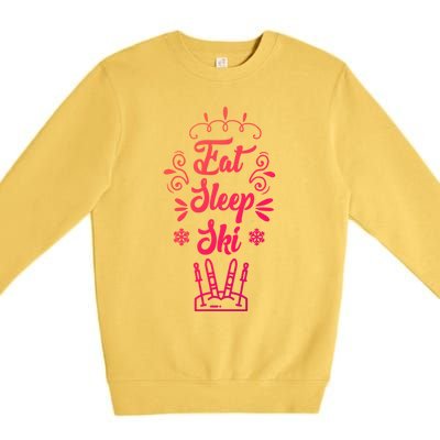 Eat Sleep Ski Skier Gift Premium Crewneck Sweatshirt