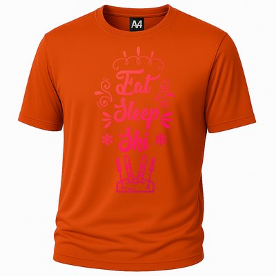 Eat Sleep Ski Skier Gift Cooling Performance Crew T-Shirt