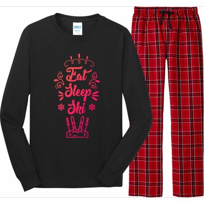 Eat Sleep Ski Skier Gift Long Sleeve Pajama Set