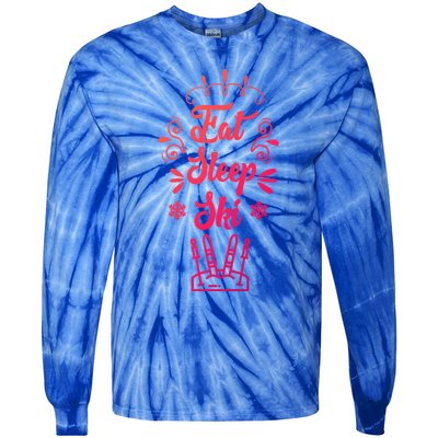 Eat Sleep Ski Skier Gift Tie-Dye Long Sleeve Shirt