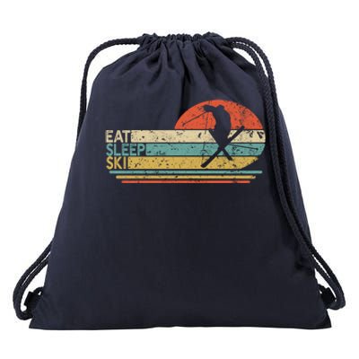 Eat Sleep Ski Lover Retiret Skiing For Skiers Gift Drawstring Bag