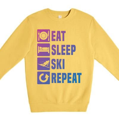 Eat Sleep Ski Repeat Ladies Ski Gift Premium Crewneck Sweatshirt