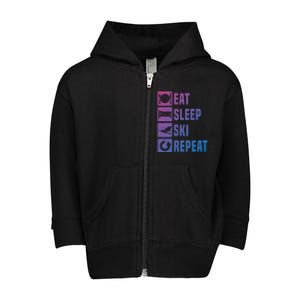 Eat Sleep Ski Repeat Ladies Ski Gift Toddler Zip Fleece Hoodie