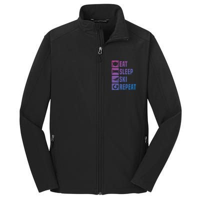 Eat Sleep Ski Repeat Ladies Ski Gift Core Soft Shell Jacket