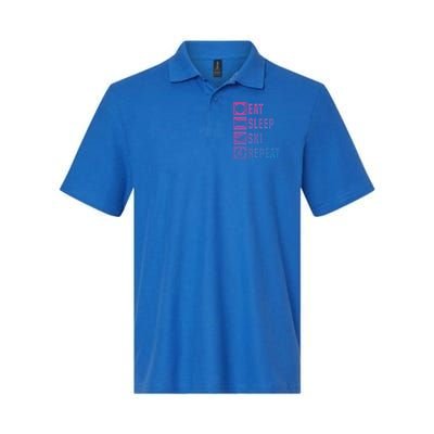 Eat Sleep Ski Repeat Ladies Ski Gift Softstyle Adult Sport Polo