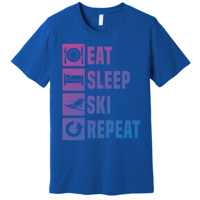 Eat Sleep Ski Repeat Ladies Ski Gift Premium T-Shirt