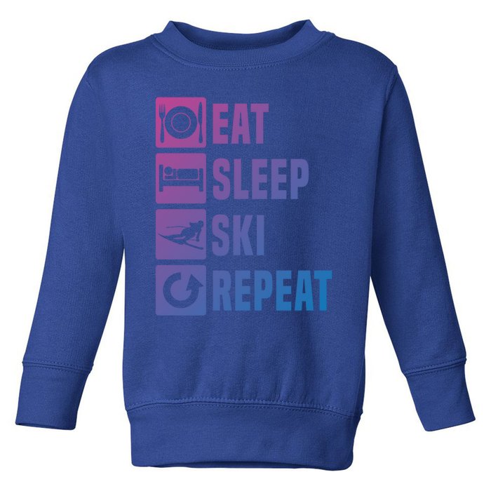 Eat Sleep Ski Repeat Ladies Ski Gift Toddler Sweatshirt