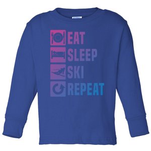 Eat Sleep Ski Repeat Ladies Ski Gift Toddler Long Sleeve Shirt