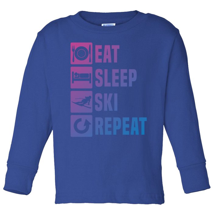 Eat Sleep Ski Repeat Ladies Ski Gift Toddler Long Sleeve Shirt