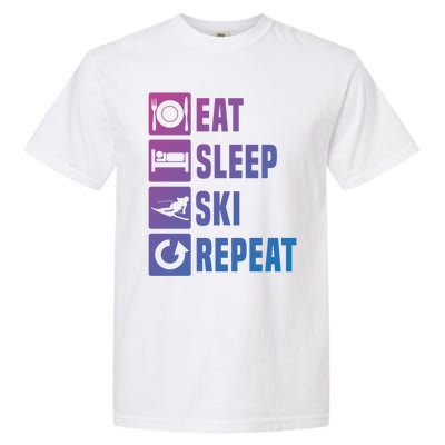 Eat Sleep Ski Repeat Ladies Ski Gift Garment-Dyed Heavyweight T-Shirt