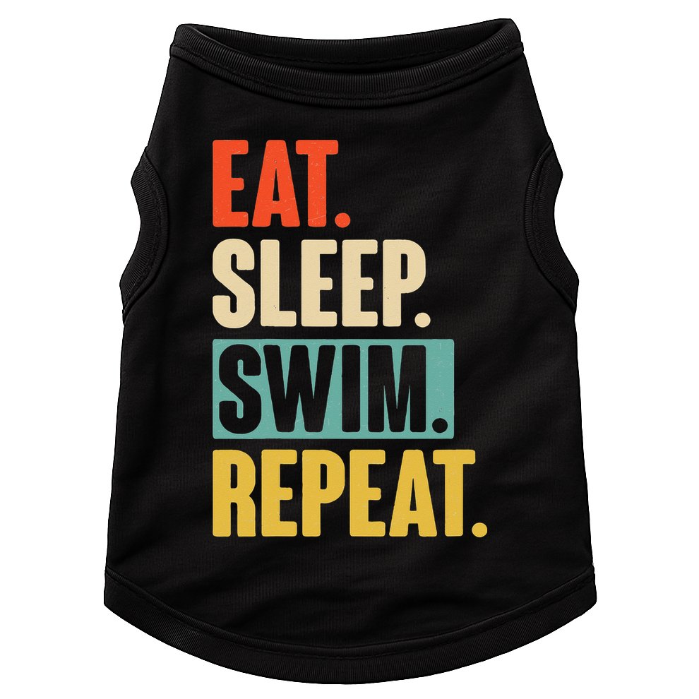 Eat Sleep Swim Repeat Funny Retro Vintage Swimming Swimmer Doggie Tank