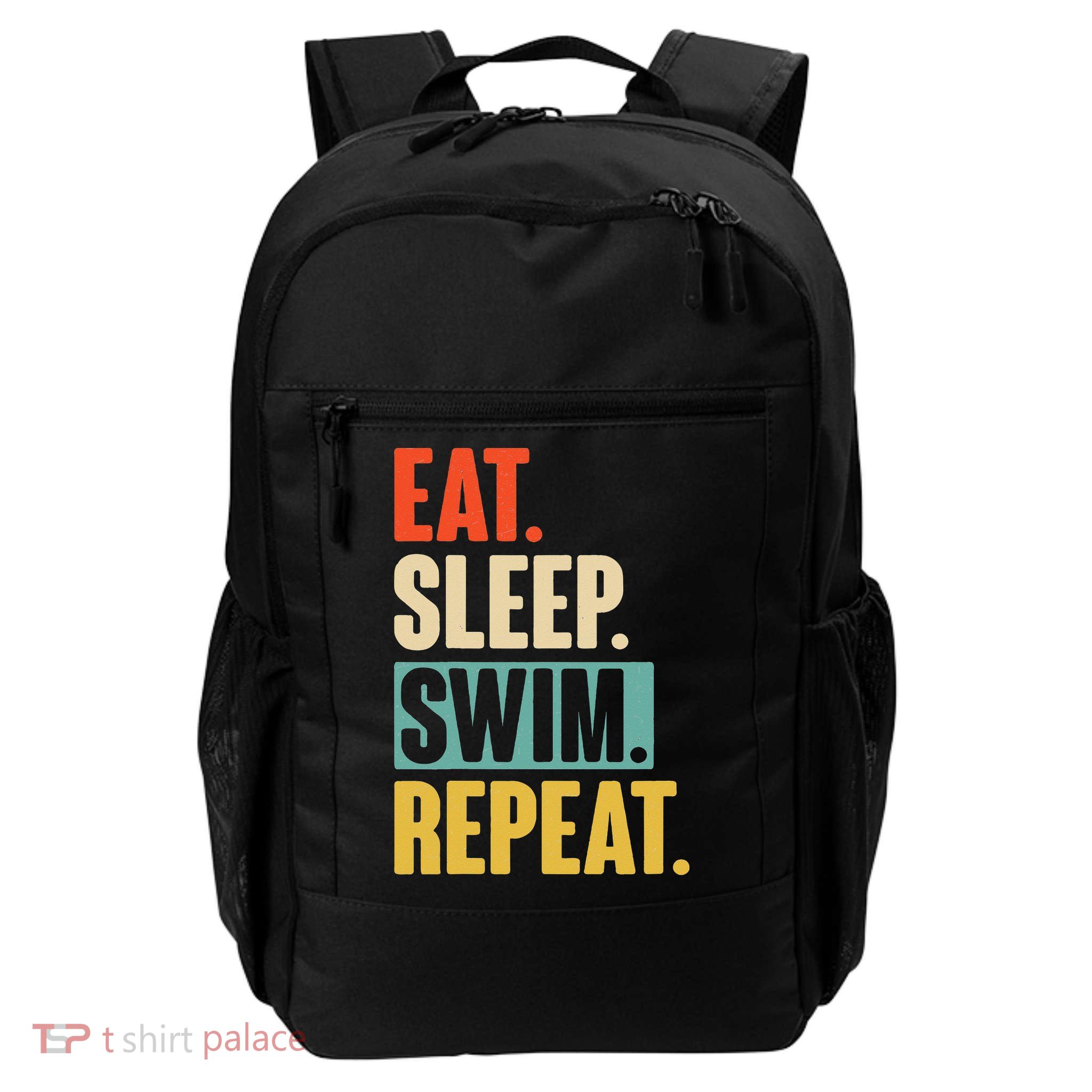 Eat Sleep Swim Repeat Funny Retro Vintage Swimming Swimmer Backpack
