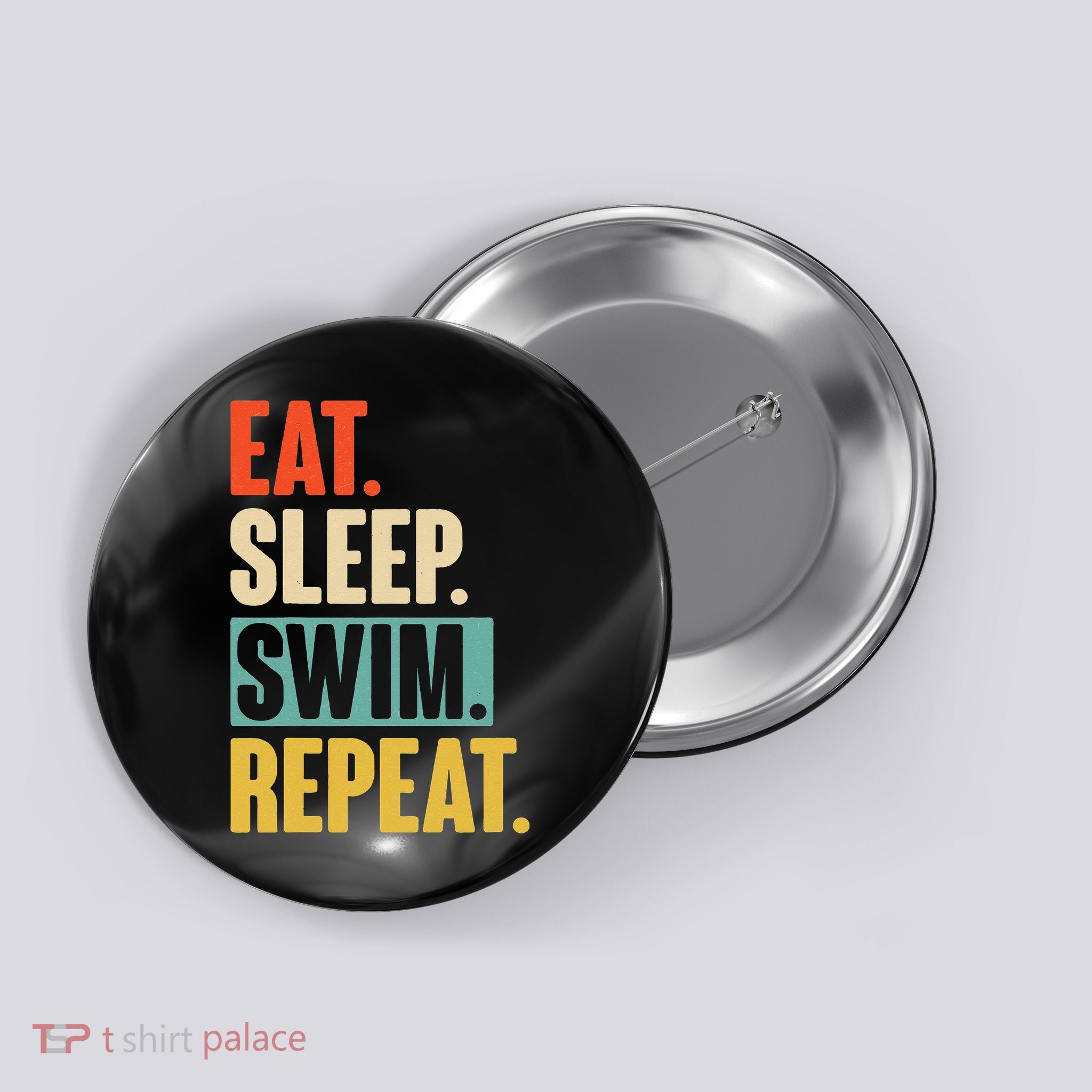 Eat Sleep Swim Repeat Funny Retro Vintage Swimming Swimmer Button