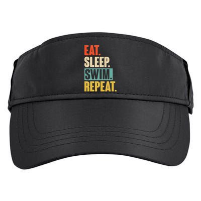 Eat Sleep Swim Repeat Funny Retro Vintage Swimming Swimmer Adult Drive Performance Visor