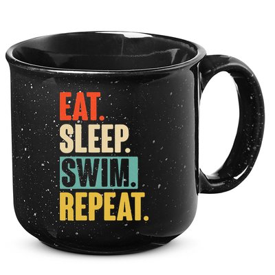 Eat Sleep Swim Repeat Funny Retro Vintage Swimming Swimmer 15oz Campfire Ceramic Mug