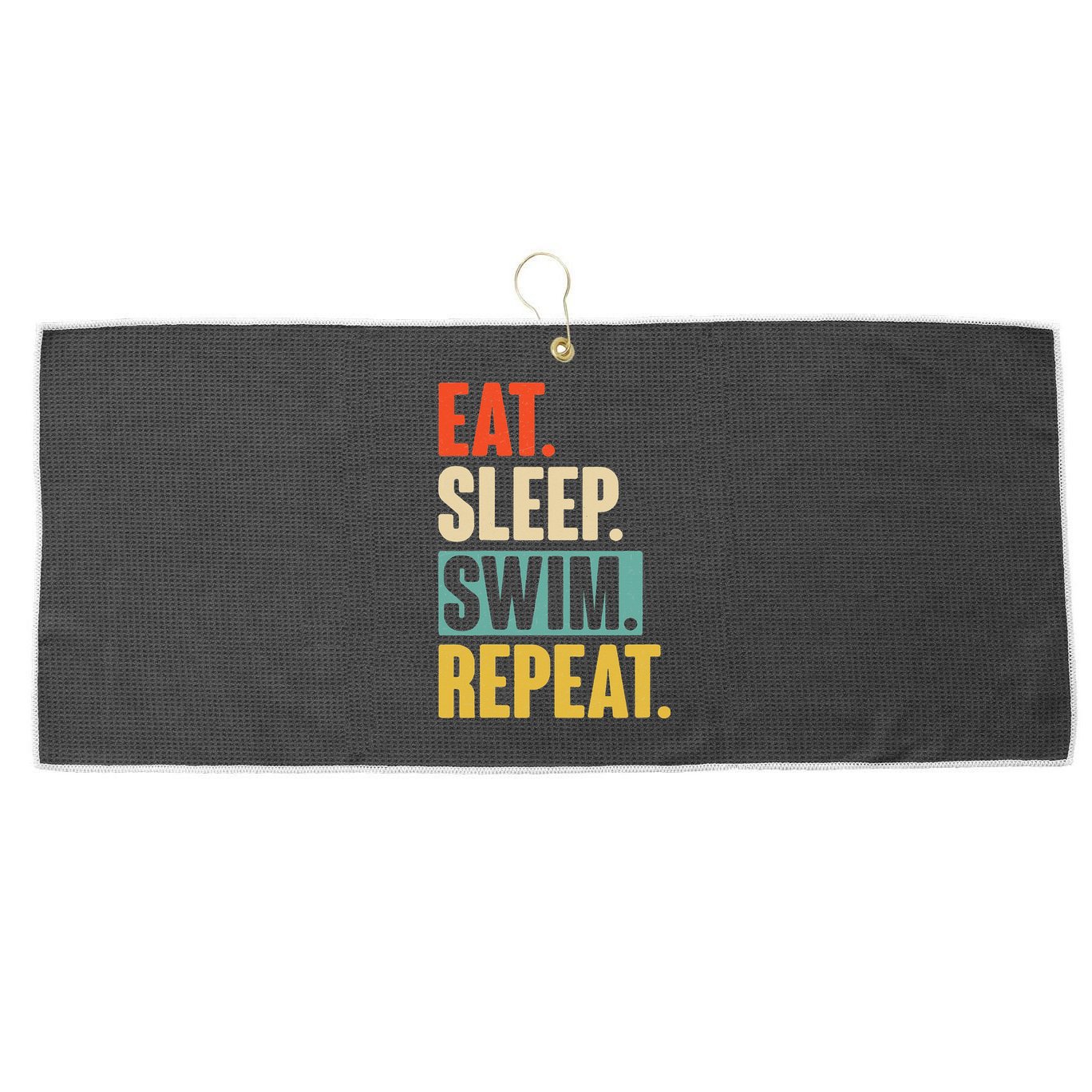 Eat Sleep Swim Repeat Funny Retro Vintage Swimming Swimmer Large Microfiber Waffle Golf Towel