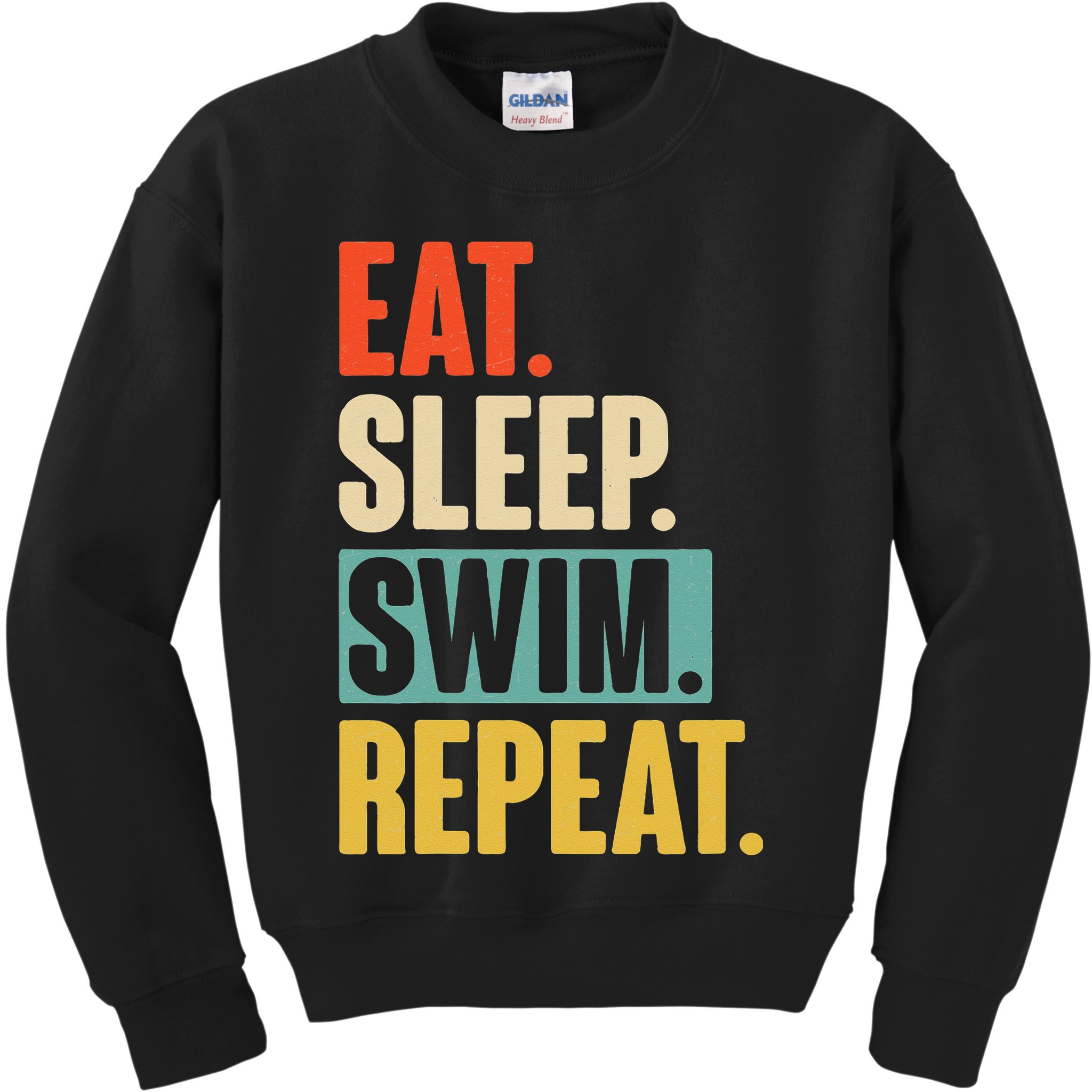 Eat Sleep Swim Repeat Funny Retro Vintage Swimming Swimmer Kids Sweatshirt
