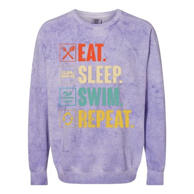 Eat Sleep Swim Repeat Swimming Swimmer Gift Colorblast Crewneck Sweatshirt