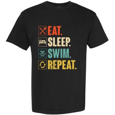 Eat Sleep Swim Repeat Swimming Swimmer Gift Garment-Dyed Heavyweight T-Shirt