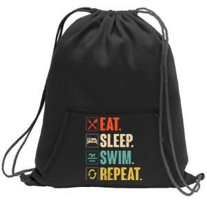 Eat Sleep Swim Repeat Swimming Swimmer Gift Sweatshirt Cinch Pack Bag