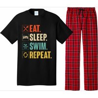 Eat Sleep Swim Repeat Swimming Swimmer Gift Pajama Set