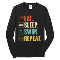 Eat Sleep Swim Repeat Swimming Swimmer Gift Tall Long Sleeve T-Shirt