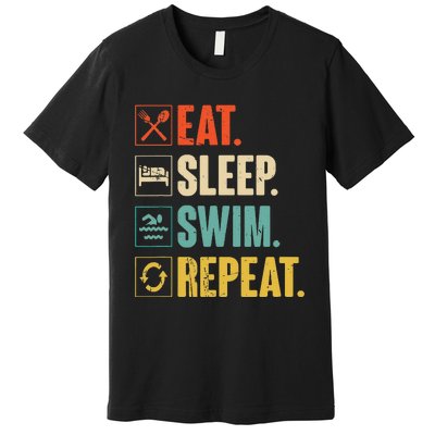 Eat Sleep Swim Repeat Swimming Swimmer Gift Premium T-Shirt