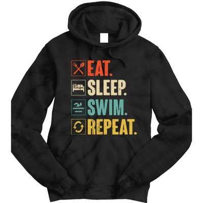 Eat Sleep Swim Repeat Swimming Swimmer Gift Tie Dye Hoodie