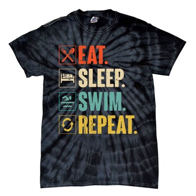 Eat Sleep Swim Repeat Swimming Swimmer Gift Tie-Dye T-Shirt