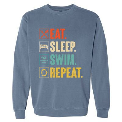 Eat Sleep Swim Repeat Swimming Swimmer Gift Garment-Dyed Sweatshirt