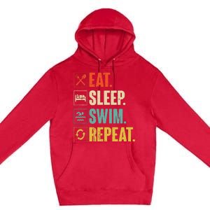 Eat Sleep Swim Repeat Swimming Swimmer Gift Premium Pullover Hoodie