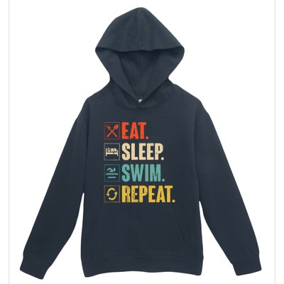 Eat Sleep Swim Repeat Swimming Swimmer Gift Urban Pullover Hoodie