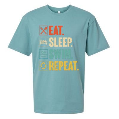 Eat Sleep Swim Repeat Swimming Swimmer Gift Sueded Cloud Jersey T-Shirt