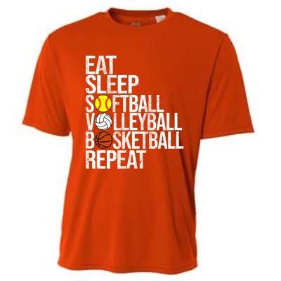 Eat Sleep Softball Volleyball Basketball Repeat Funny Sport Funny Gift Cooling Performance Crew T-Shirt