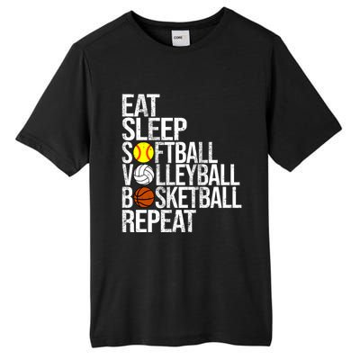 Eat Sleep Softball Volleyball Basketball Repeat Funny Sport Funny Gift Tall Fusion ChromaSoft Performance T-Shirt