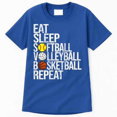 Eat Sleep Softball Volleyball Basketball Repeat Funny Sport Funny Gift Tall T-Shirt