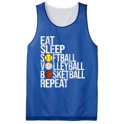 Eat Sleep Softball Volleyball Basketball Repeat Funny Sport Funny Gift Mesh Reversible Basketball Jersey Tank