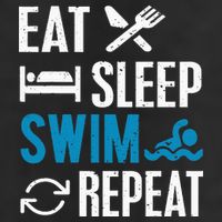 Eat Sleep Swim Repeat funny Swimming Lovers 7 Panel Mesh Trucker Snapback Hat