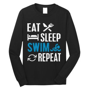 Eat Sleep Swim Repeat funny Swimming Lovers Long Sleeve Shirt