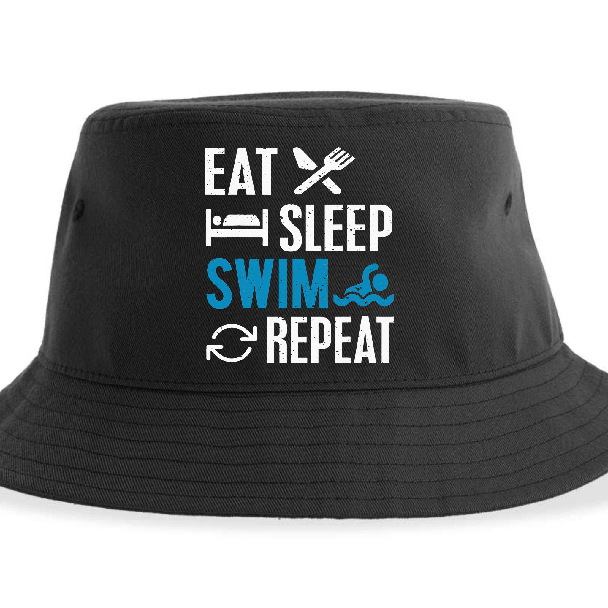 Eat Sleep Swim Repeat funny Swimming Lovers Sustainable Bucket Hat