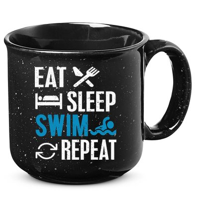 Eat Sleep Swim Repeat funny Swimming Lovers 15oz Campfire Ceramic Mug
