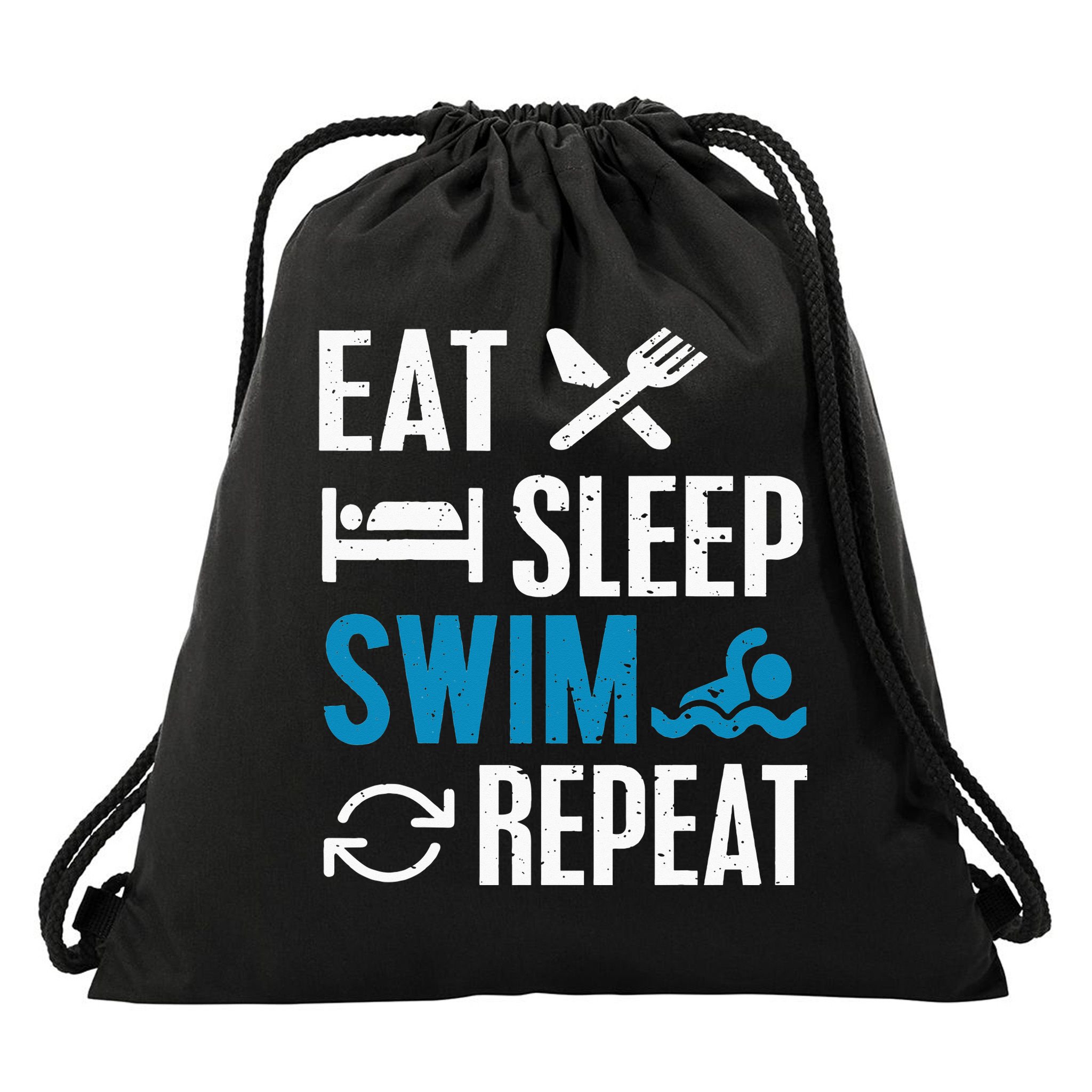 Eat Sleep Swim Repeat funny Swimming Lovers Drawstring Bag