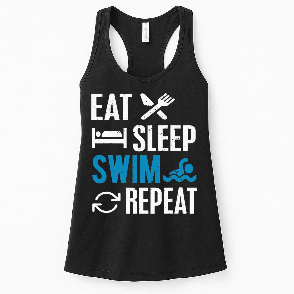 Eat Sleep Swim Repeat funny Swimming Lovers Womens Tank Top