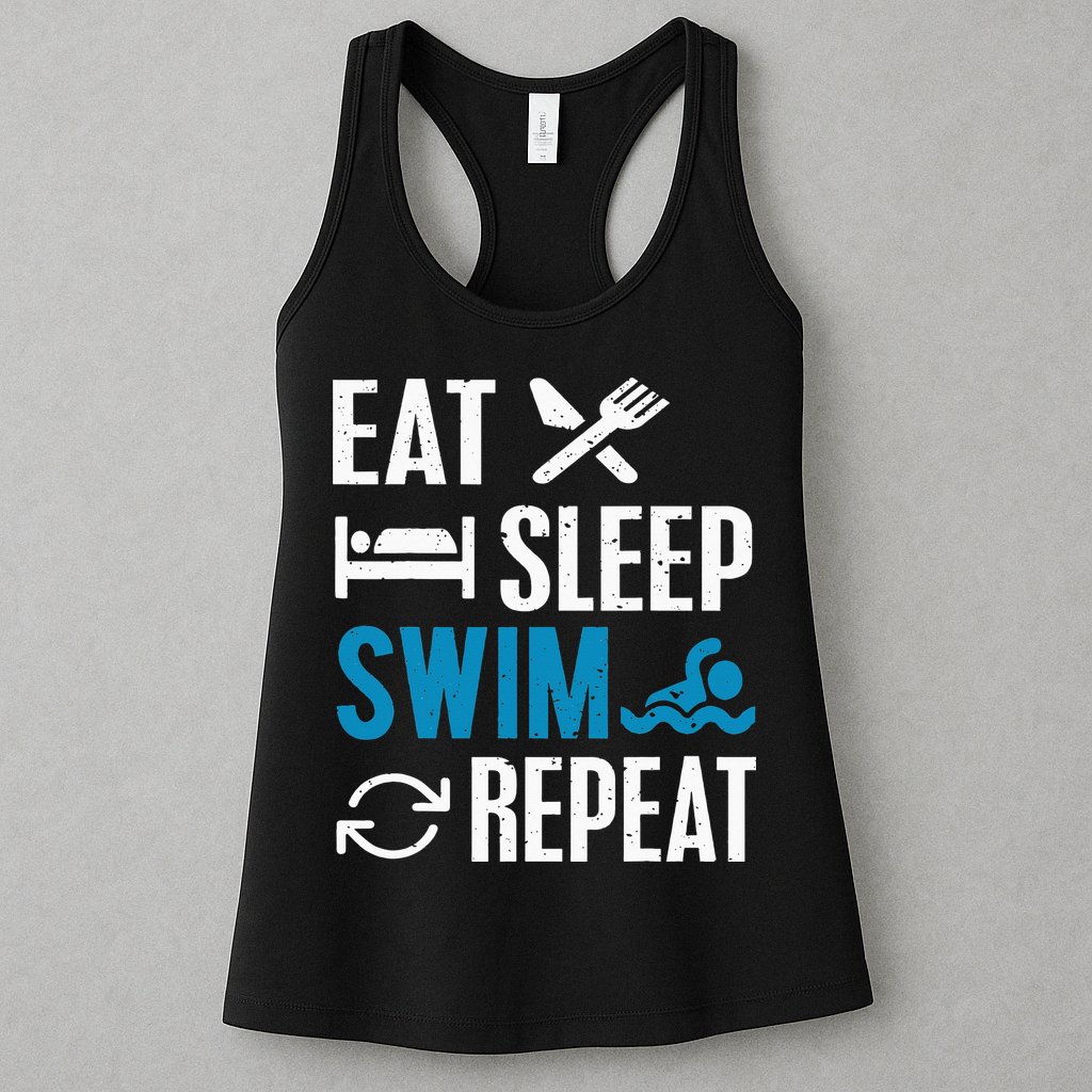 Eat Sleep Swim Repeat funny Swimming Lovers Womens Tank Top
